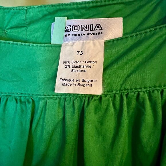 EUC Sonia by Sonia Rykiel Green Square Neck Babydoll Dress Size T3 or US Size 10 - Picture 5 of 5